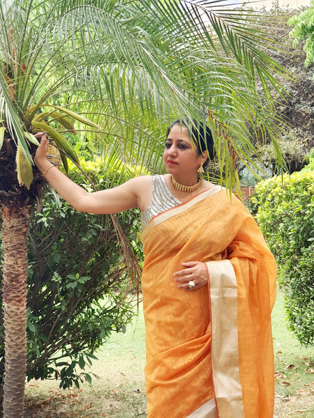 Ramya Pathak In Linen Saree. Available In 2 Colours.