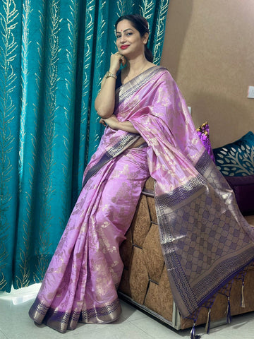 Reena Dwivedi In Banarsi Silk Saree. Available In 6 Colours.