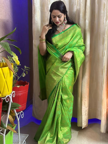 Reena Dwivedi In Kanjivaram Silk Designer Saree. Available In 5 Colours.