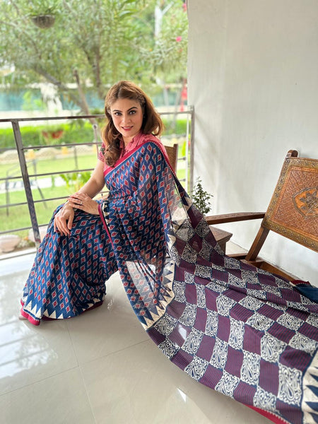 Naveena Kapoor In Ajrakh Cotton Saree