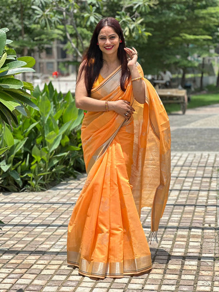 Reena Dwivedi In Chanderi Cotton Zari Silk Saree With Matching Pallu. Available In 4 Colours.