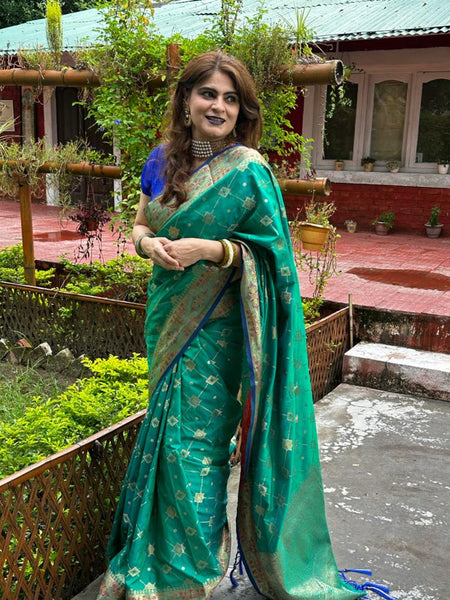 Naveena Kapoor In Banarsi Silk Saree. Available In 6 colours