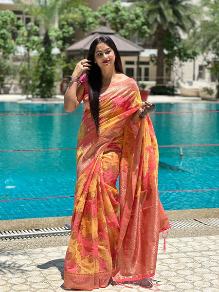 Reena Dwivedi In Banarsi Cotton Silk Designer Saree. Available In 6 Colours.