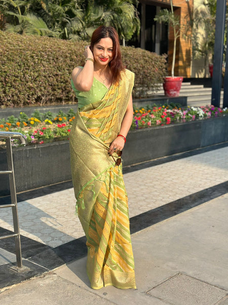 Reena Dwivedi In Banarsi Silk Saree. Available in 6 colours.