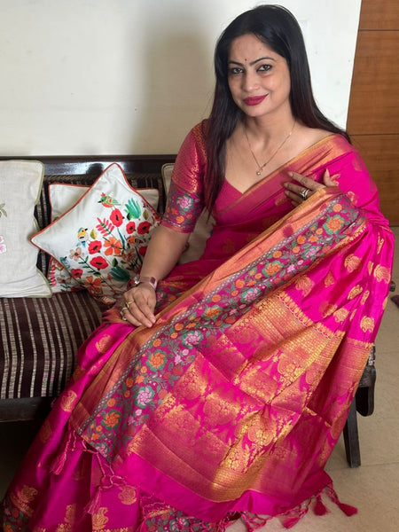 Reena Dwivedi In Banarsi Dupion Silk Saree With Matching Pallu. Available In 4 Colours.