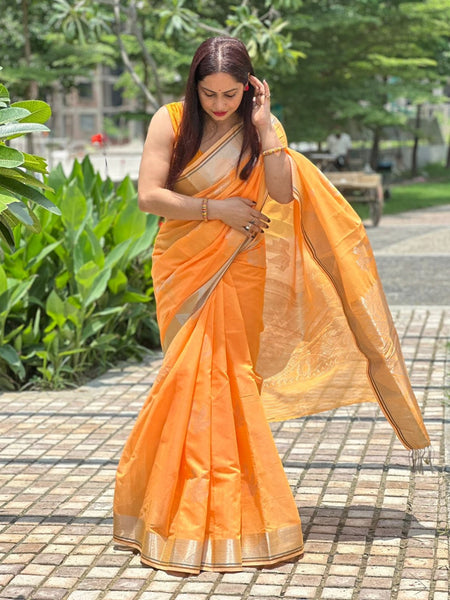 Reena Dwivedi In Chanderi Cotton Zari Silk Saree With Matching Pallu. Available In 4 Colours.