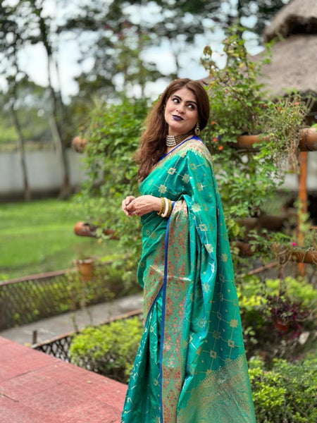 Naveena Kapoor In Banarsi Silk Saree. Available In 6 colours