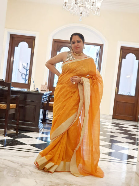 Ramya Pathak In Linen Saree. Available In 2 Colours.