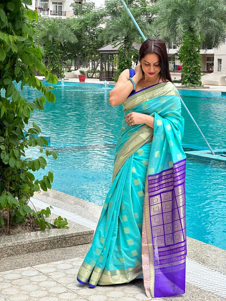 Reena Dwivedi In Chanderi Cotton Silk Golden Zari Designer Sari. Available In 3 Colours.