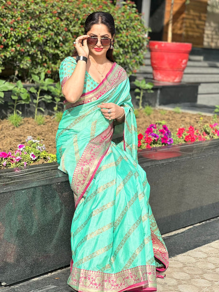 Reena Dwivedi In Banarsi Silk Designer Saree. Available In 6 Colours.