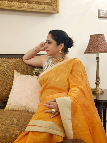 Ramya Pathak In Linen Saree. Available In 2 Colours.