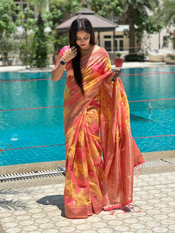 Reena Dwivedi In Banarsi Cotton Silk Designer Saree. Available In 6 Colours.