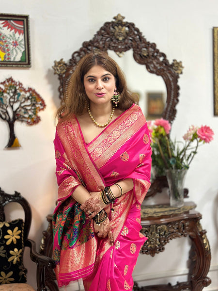 Naveena Kapooor In Banarsi Silk Saree. Available In 5 Colours.