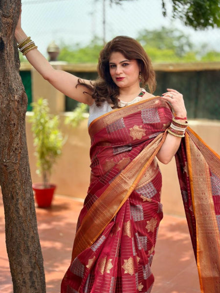 Naveena Kapoor In Chanderi Cotton Silk Designer Saree With Matching Pallu