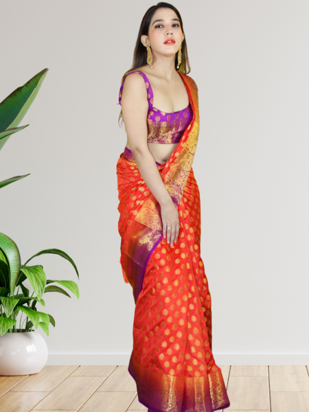 Lavi Raj In Banarsi Silk Saree. Available In 5 Colours