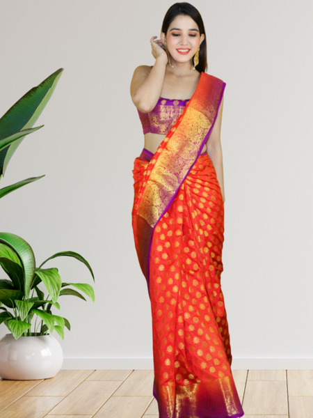 Lavi Raj In Banarsi Silk Saree. Available In 5 Colours