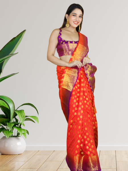 Lavi Raj In Banarsi Silk Saree. Available In 5 Colours