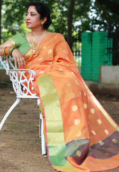 Ramya Pathak In Designer Linen Saree With Zari Pallu
