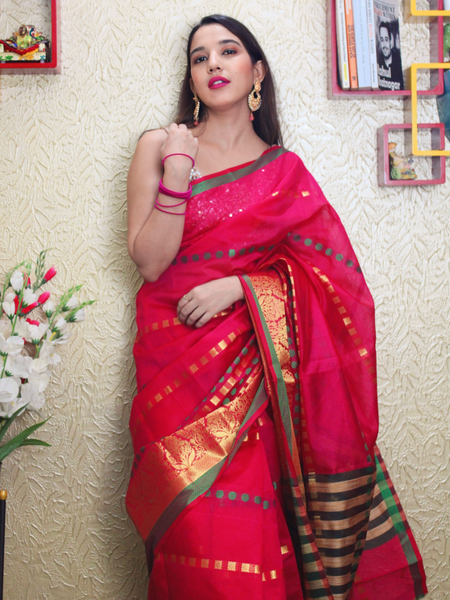 Lavi Raj In Chanderi Cotton Silk Designer Saree. Available In 2 Colours