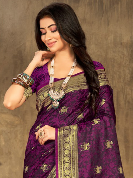 Reena Dwivedi In Banarsi Silk Designer Saree. Available In 4 Colours.