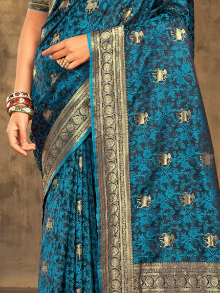 Reena Dwivedi In Banarsi Silk Designer Saree. Available In 4 Colours.