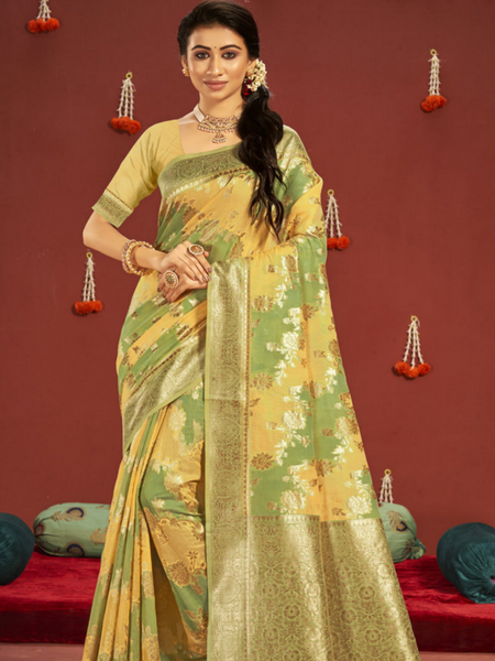 Reena Dwivedi In Banarsi Cotton Silk Designer Saree. Available In 6 Colours.