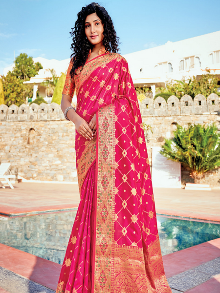 Naveena Kapoor In Banarsi Silk Saree. Available In 6 colours