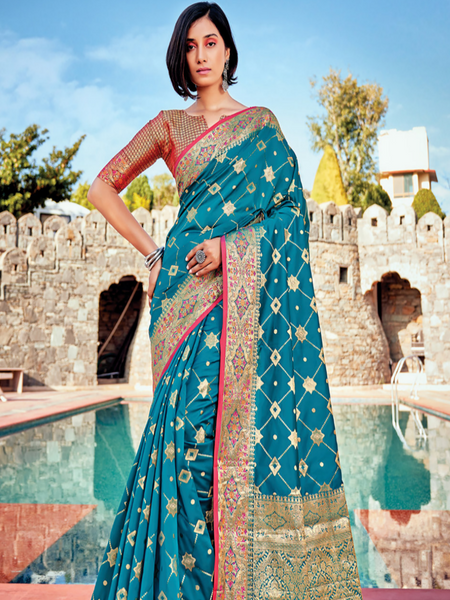 Naveena Kapoor In Banarsi Silk Saree. Available In 6 colours