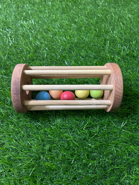 Wooden Rattle - Montessori Ball Cylinder Rolling Drum