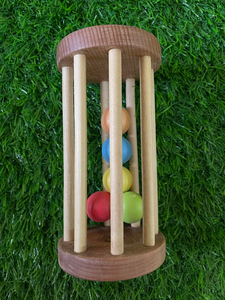 Wooden Rattle - Montessori Ball Cylinder Rolling Drum