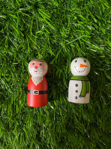 Wooden Santa And Snow Man