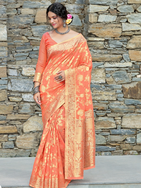 Reena Dwivedi In Banarsi Cotton Silk Saree. Available In 6 Colours.