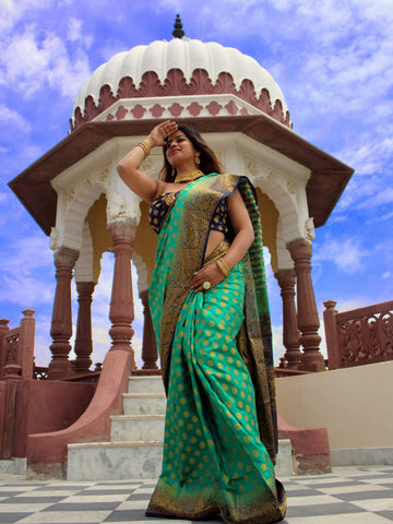 Megha Rathod In Banarsi Silk Saree. Available In 7 Colours