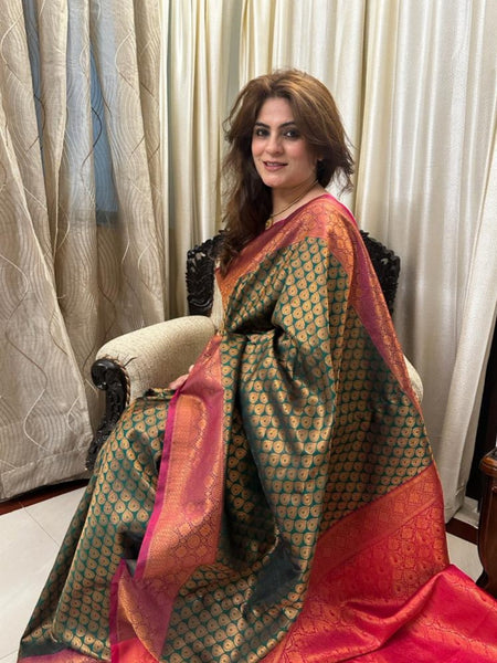 Naveena Kapoor In Kanjivaram Silk Saree. Available In 3 Colours