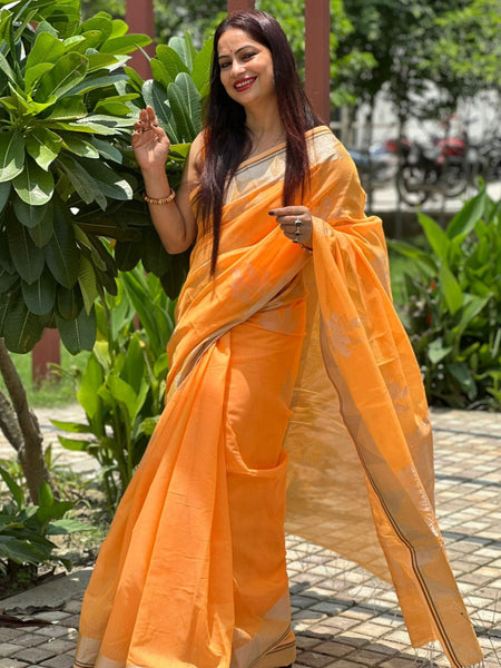 Reena Dwivedi In Chanderi Cotton Zari Silk Saree With Matching Pallu. Available In 4 Colours.