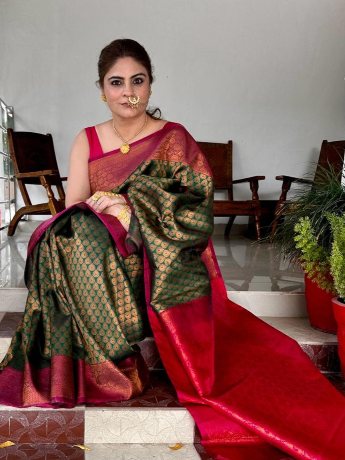 Naveena Kapoor In Kanjivaram Silk Saree. Available In 3 Colours