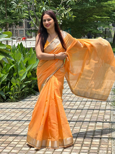 Reena Dwivedi In Chanderi Cotton Zari Silk Saree With Matching Pallu. Available In 4 Colours.