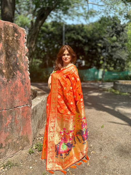 Naveena Kapoor In Handmade Banarsi Silk Designer Saree With Booti Work. Available In 4 Colours.