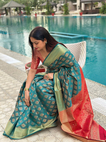 Reena Dwivedi In Patola Silk Saree. Available In 8 Colours.