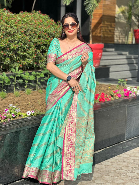 Reena Dwivedi In Banarsi Silk Designer Saree. Available In 6 Colours.