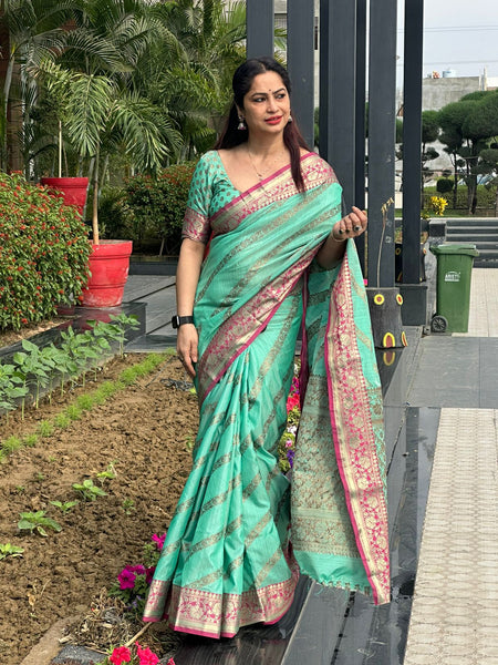 Reena Dwivedi In Banarsi Silk Designer Saree. Available In 6 Colours.