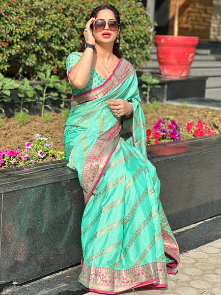 Reena Dwivedi In Banarsi Silk Designer Saree. Available In 6 Colours.