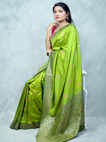 Bhawna Verma In Banarsi Dupion Silk Gota Patti Saree With Matching Pallu. Available in 2 colours.