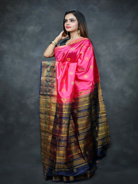 Raj Nandini Choudhary In Banarsi Silk Saree. Available In 2 Colours.