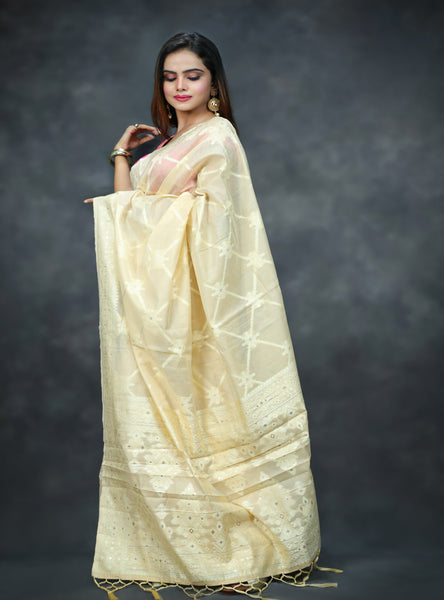 Reena Dwivedi In Banarsi Blended Cotton Silk Saree. Available In 4 Colours.