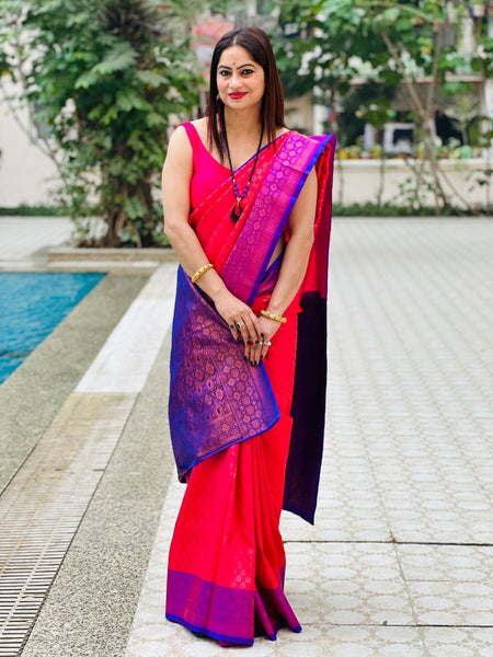 Reena Dwivedi In Kanjivaram Silk Saree. Available In 6 Colours.