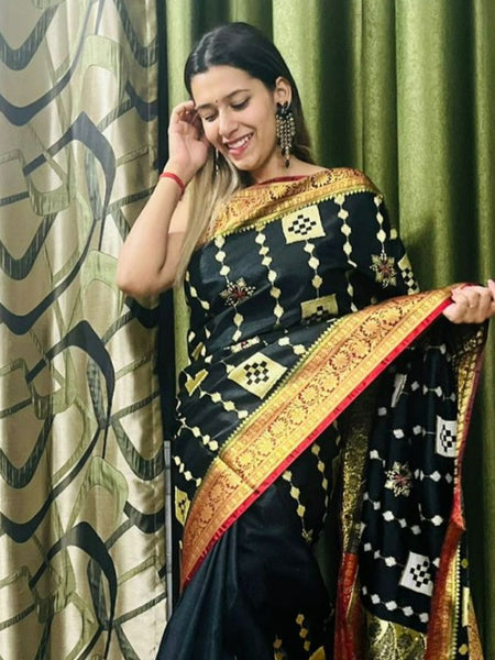 Shikha Choudhary In Handmade Banarsi Silk Designer Saree. Available In 3 Colours.