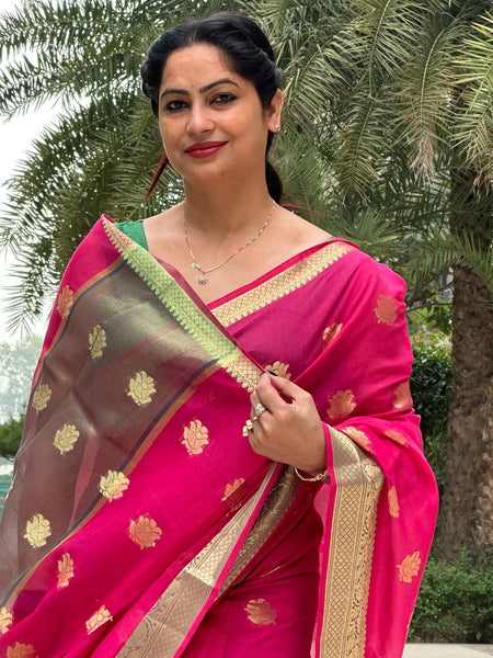 Reena Dwivedi In Designer Linen Saree With Zari Pallu. Available In 2 Colours