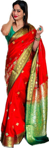 Reena Dwivedi In Banarsi Silk Saree. Available In 3 Colours.