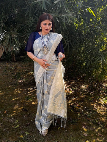 Naveena Kapoor In Banarsi Blended Cotton Silk Saree. Available In 4 Colours